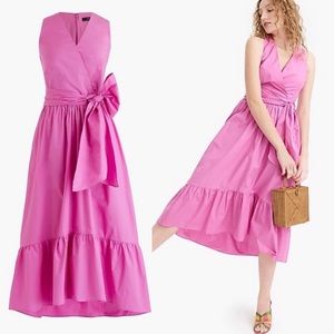 J. Crew Sleeveless Faux-Wrap Dress Cotton Poplin
